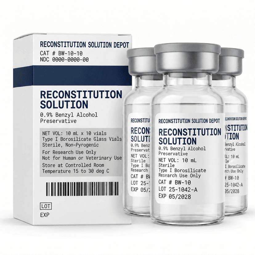 Reconstitution Solution Depot 10-Vial Pack · 10× 10mL Reconstitution Solution · CAT BW-10-10