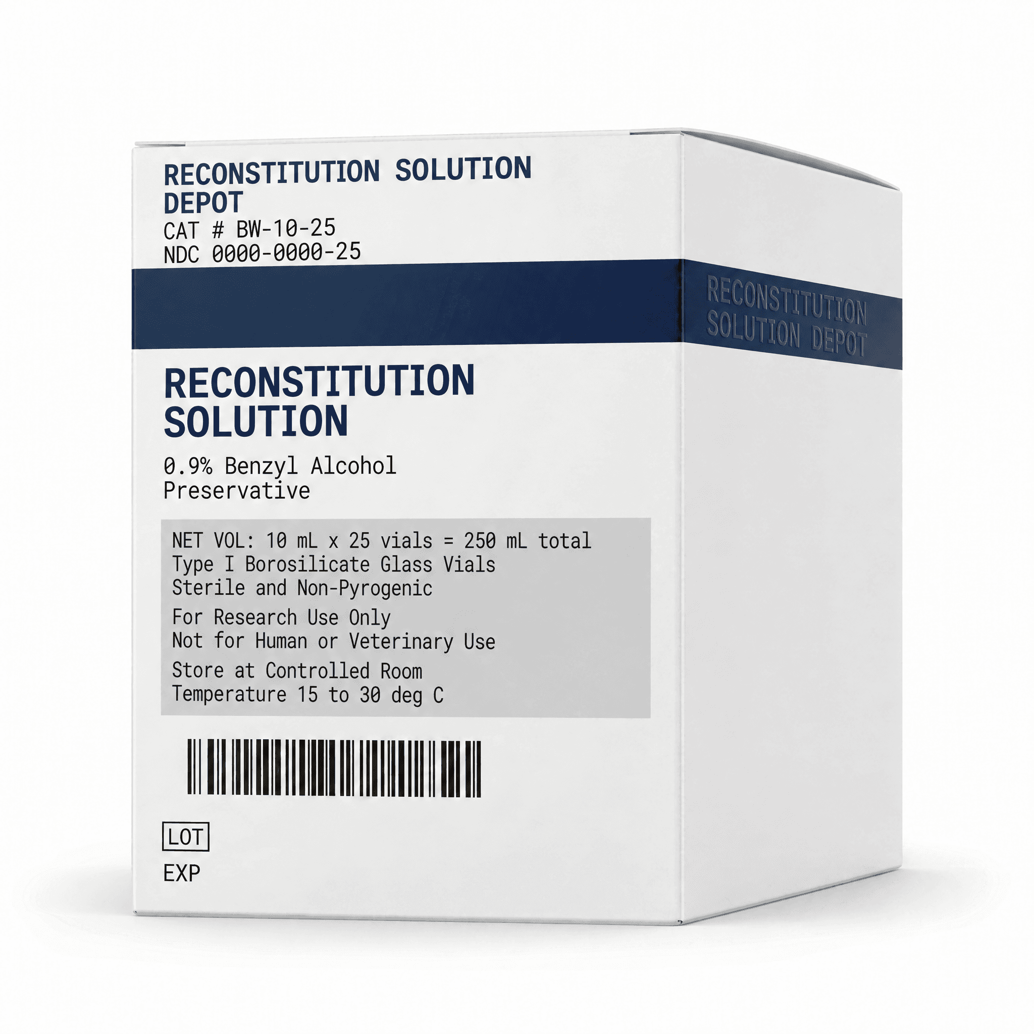 Reconstitution Solution Depot 25-Vial Pack · CAT # BW-10-25